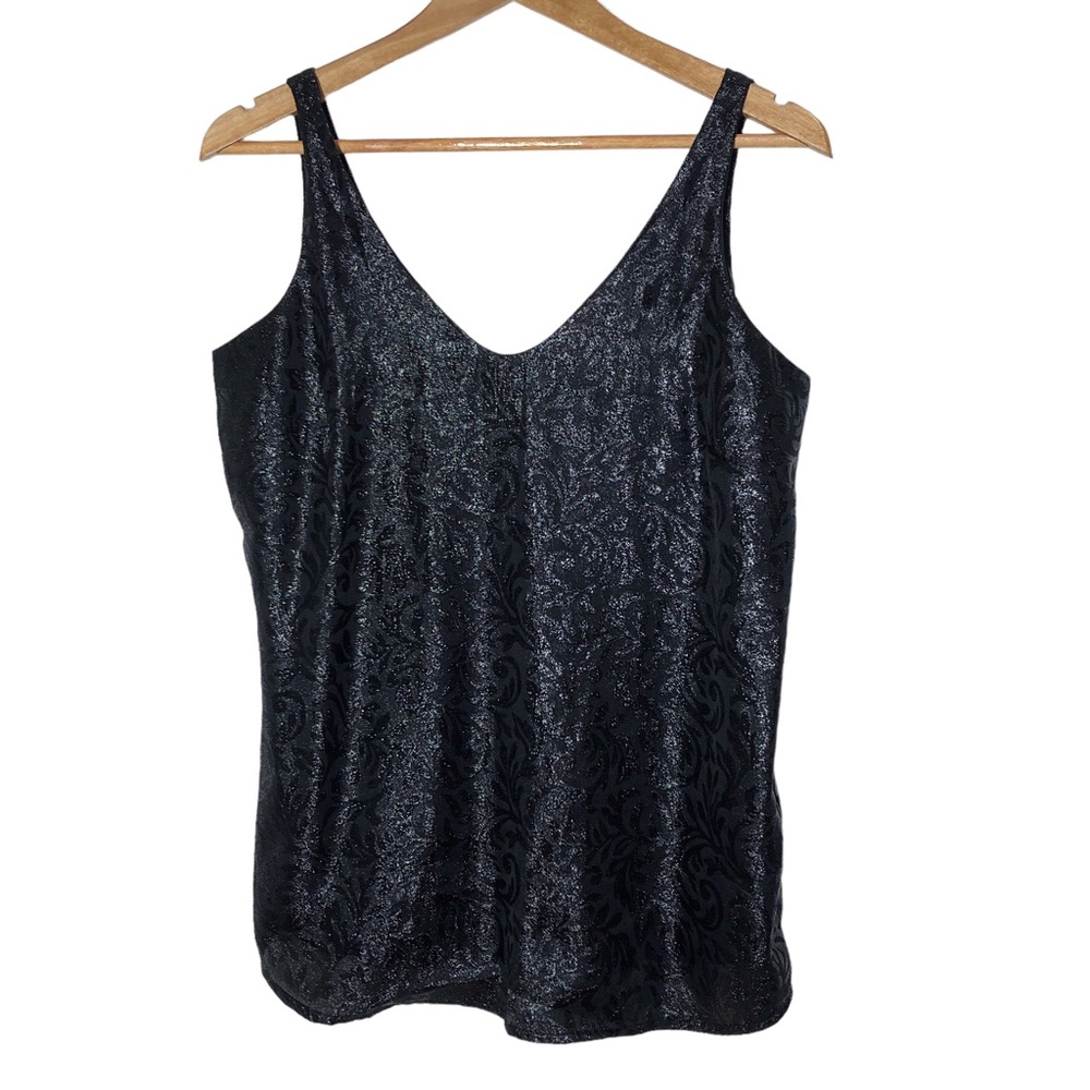 Ann Taylor Loft Petite Metallic Shimmer Tank Top Scroll Design